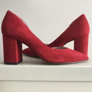 New in Box 1.State Sisteen Block Heel in Red Suede Size 5